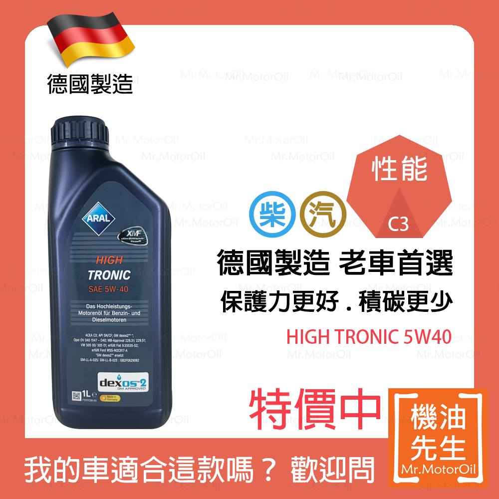 現貨【機油先生】德國製ARAL HIGH TRONIC 5W40，C3汽油柴油OK - 機油先生 | 官方商店